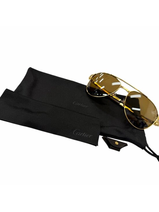 Cartier Santos Dumont 130 Two Bridge Teardrop Polarized Lens Sunglasses Gold main image 5
